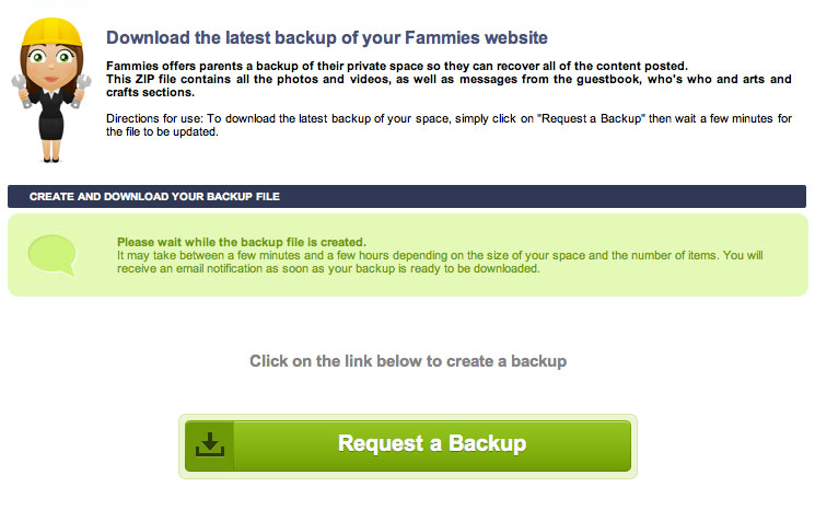Download your content backup at anytime