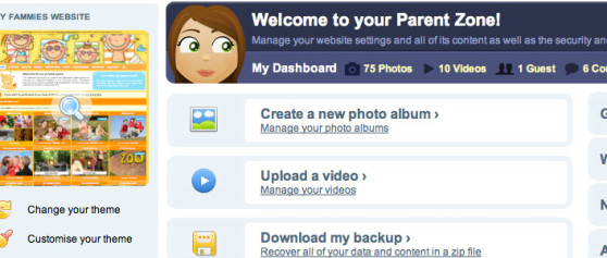 A secure Parent zone to create your blog